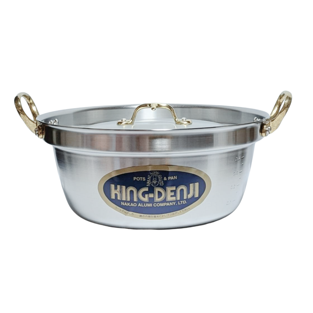 キングデンジ 浅型片手鍋（ソテーパン）24cm オール熱源ih200V対応 業務用ステンレス鍋 メジャー付 真鍮製取手 ソテーパン ステンレス IH 対応 送料無料\u003cBR\u003eKING-DENJI ソテーパン