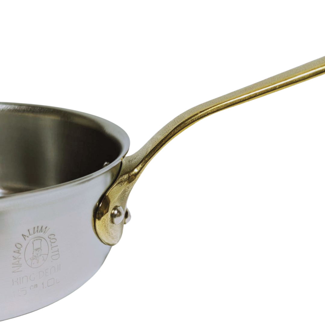 キングデンジ 浅型片手鍋（ソテーパン）24cm オール熱源ih200V対応 業務用ステンレス鍋 メジャー付 真鍮製取手 ソテーパン ステンレス IH 対応 送料無料\u003cBR\u003eKING-DENJI ソテーパン